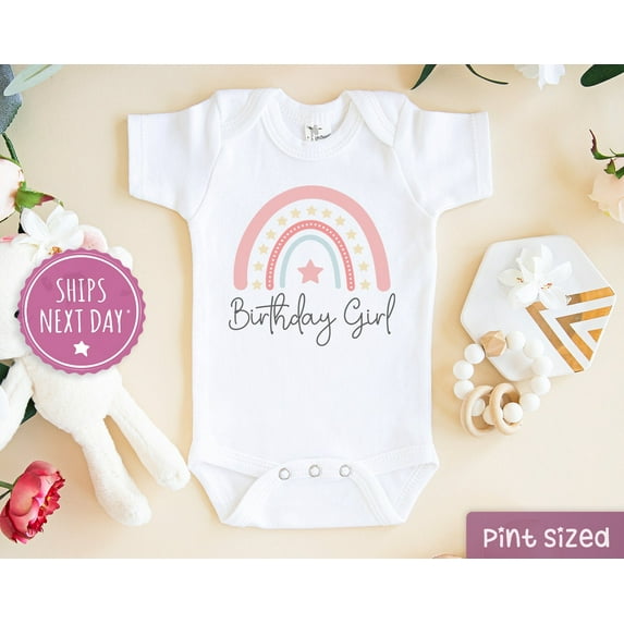 Birthday Girl Baby Onesie- Rainbow Birthday Girl Bodysuit- Boho Birthday Gift Cute Baby Onesie, BABY BODYSUIT LAT 4424