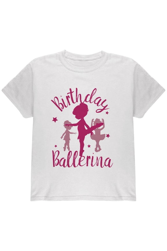 Birthday Girl Ballerina Youth T Shirt White YLG