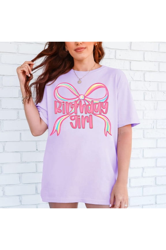Birthday Girl Birthday Crew Bundle, Neon Coquette Birthday Shirt, Preppy Bow B-day, Girly Birthday Sublimation, Trendy168 Tshirt All Size S-5XL
