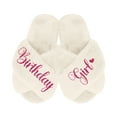 thumbnail image 1 of Birthday Girl and Birthday Squad Slippers - Fluffy Criss Cross Slippers for Girls - Ages 3 to 10 years - Gifts for Girls, Ivory 2.5-3Y (9-10Yrs), Birthday Girl with Fuchsia Glitter, 1 of 6