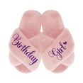 thumbnail image 1 of Birthday Girl and Birthday Squad Slippers - Fluffy Criss Cross Slippers for Girls - Ages 3 to 10 years - Gifts for Girls, Pink X-Small (US 4-5), Birthday Girl with Purple Glitter, 1 of 6