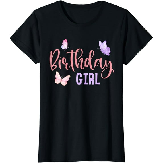 Birthday Girl Butterfly Party Child Kid Matching Family T-Shirt