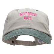 Birthday Girl Embroidered Pigment Dyed Wash Cap - Beige Green OSFM