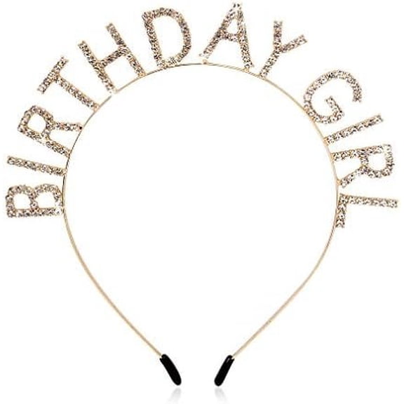 Birthday Girl Headband Happy Birthday Tiara for Women Girls Princess Crown Rhinestone Accessories,