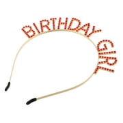 Birthday Girl Headband Tiara for Women Girl Rhinestone Happy Birthday Accessories Gold Tone Red
