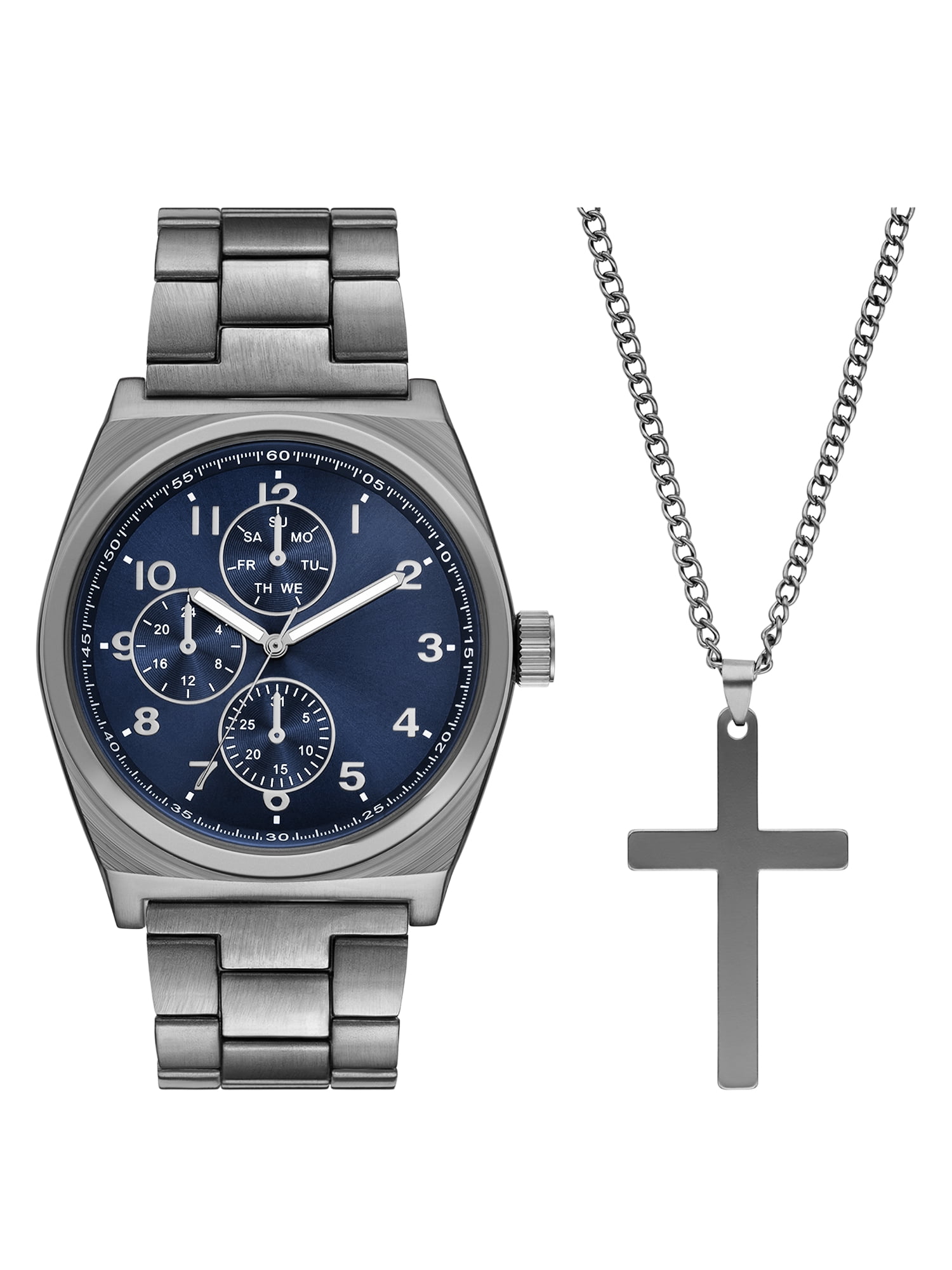Adult Men's Alloy Gunmetal 45mm 2pc Wristwatch Set