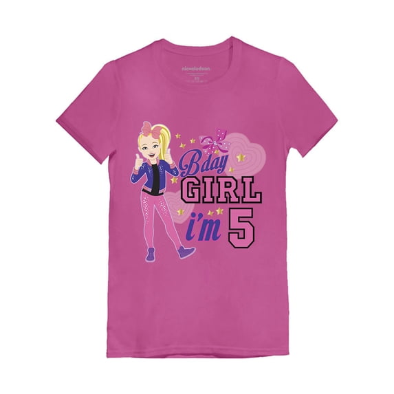 Birthday Girl Jojo Siwa Shirts Gift for 5 Year old Girl 5th Birthday Party Shirt Bday Girl I'm 5 Wow pink L (7-8)