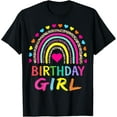 thumbnail image 1 of Birthday Girl Leopard Rainbow Birthday Party Family T-ShirtMen and women, Black T-shirt, size: Extra large, 1 of 4