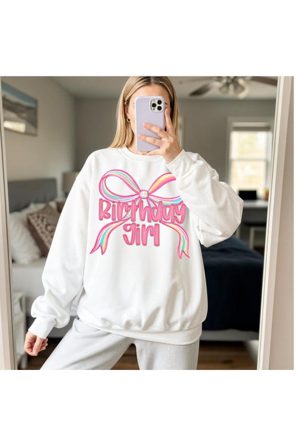 Birthday Girl, Neon Coquette Birthday Girl Shirt, Preppy Brushstroke Shirt, Birthday Sublimation, Girly B-day, Preppy747 Sweatshirt All Size S-5XL
