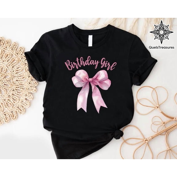 Birthday Girl Pink Coquette Bow T-Shirt,Birthday Girl Shirt,Pink Bow Birthday ,Coquette Bow Tee,Birthday Party Shirt,Soft Girl B-Day Tee Tshirt All Size S-5XL