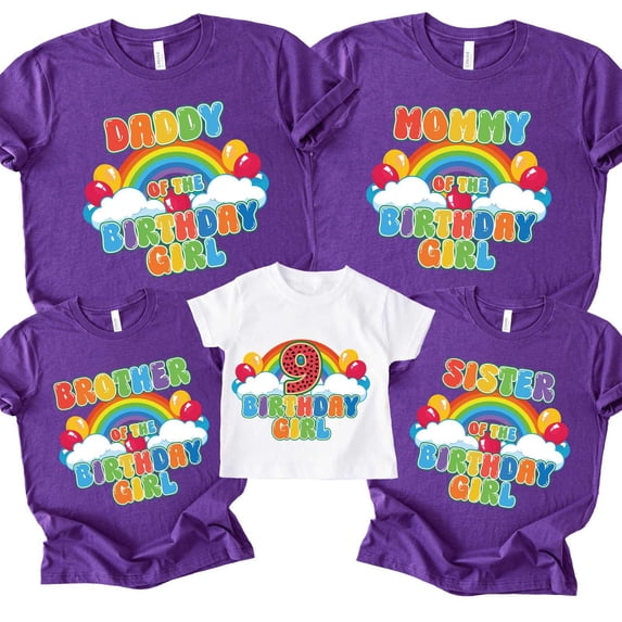 Birthday Girl Rainbow Balloons Custom TShirt Custom Birthday Crew Shirt Personalized Party