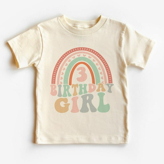 Birthday Girl Rainbow Toddler Shirt - Retro 3Rd Birthday Outfit - Boho Toddler & Youth Tee TODDLER SHORT SLEEVE TEE BELLA CANVAS 3001T