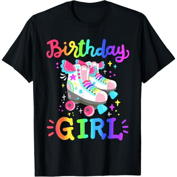 Birthday Girl Rolling Skates Roller Skater Party Kids Girls T-Shirt