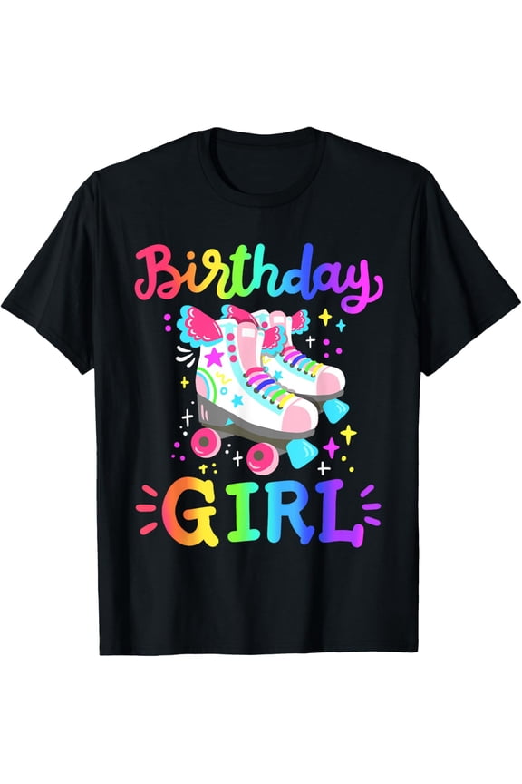 Birthday Girl Rolling Skates Roller Skater Party Kids Girls T-Shirt