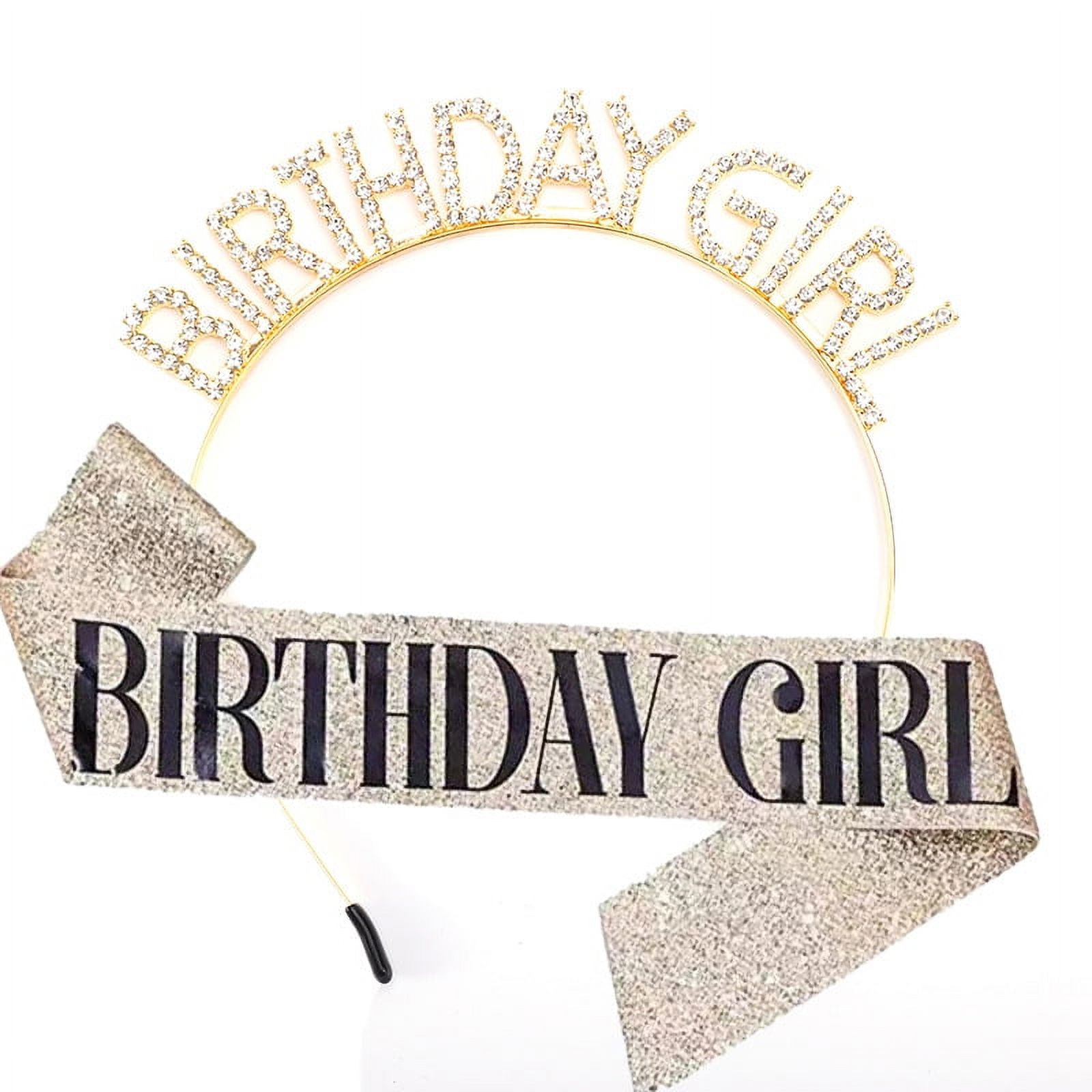 Birthday Girl Sash & Tiara Set, Birthday Sash and Crown for Women, Sweet Princess Birthday Party Decorations Headband Birthday Gifts for Her - style 2