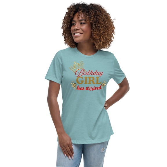 Birthday Girl Shirt Women's Relaxed T-Shirt, Women Tshirt Graphic, Women T Shirts Short Sleeve (Heather Blue Lagoon, S)