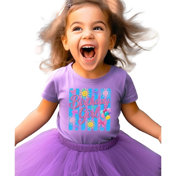 Birthday Girl Shirt for Toddler & Youth Girls Cute Painted Glitter Birthday Party Graphic Tee Purple Shirt 4T