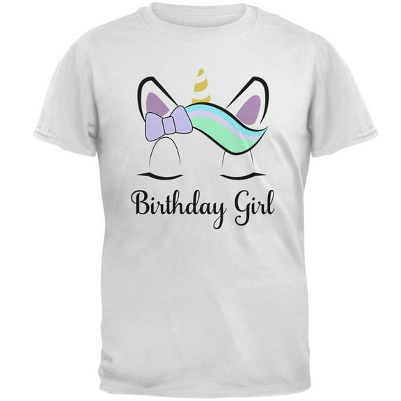 Birthday Girl Unicorn Mens T Shirt White SM