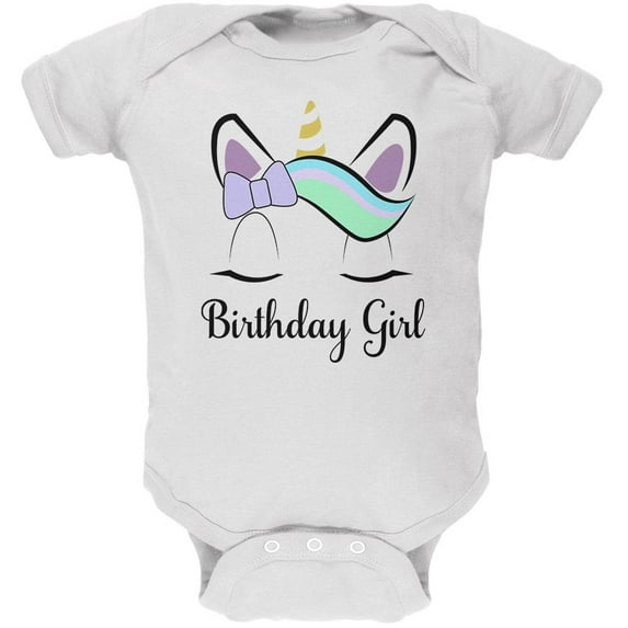 Birthday Girl Unicorn Soft Baby One Piece White 12-18 M