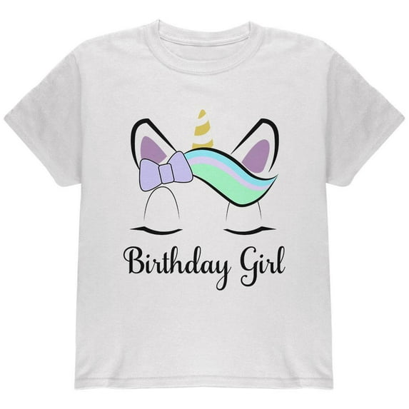 Birthday Girl Unicorn Youth T Shirt White Youth X-SM