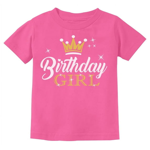 Birthday Girl Youth Crown Youth Kids T-Shirt Large Pink