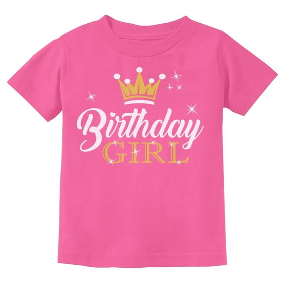 Birthday Girl Youth Crown Youth Kids T-Shirt Medium Pink