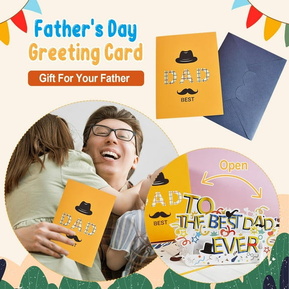 Birthday Greeting Card,Card Greeting Father's Personalized Card -Up Blessing The 3 Dad & Stationery