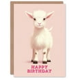 thumbnail image 1 of Birthday Greeting Card Cute Happy Baby Goat Pink For Her, 1 of 3