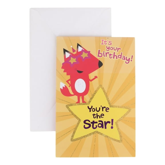 Birthday Greeting Card for Son - It's Your Birthday! You're the Star! - Deluxe, Textured Paper, Die Cut, Foil Accents; funny