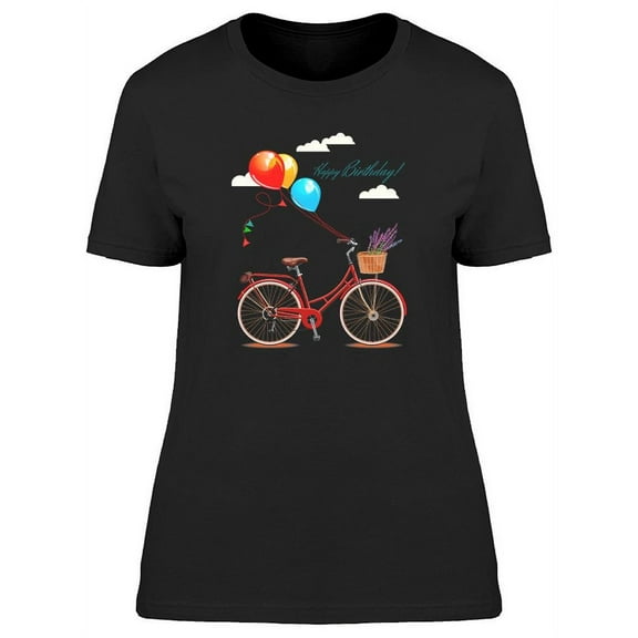 Birthday Greeting With Bicycle T-Shirt Women -Image by Shutterstock, Female XX-Large