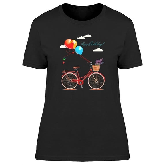 Birthday Greeting With Bicycle T-Shirt Women -Image by Shutterstock, Female x-Large