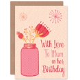 thumbnail image 1 of Birthday Happy Mum Mother Flower Jar Design Greetings Card Plus Envelope Blank inside, 1 of 3