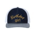 thumbnail image 1 of Birthday Hat, Birthday Girl Glitter, Birthday Girl Hat, Trucker Cap, Snapback, Gift For Her, B-day Hat, Ladies B-day Hat, Adjustable, Bday, Navy/White/Heather, 1 of 1