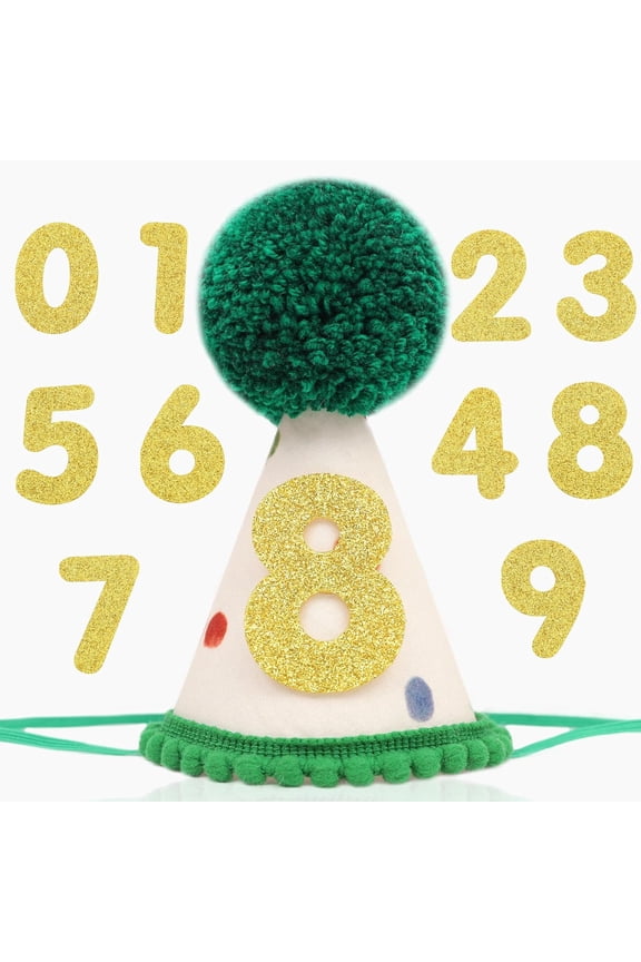 Birthday Hat with Interchangeable Numbers 1-10 | Adjustable  Party Cone Hat for Dogs & Cats | Puppy Birthday Photo Props for 1st to 10th Birthday Celebrations (Beige Birtgday  Hat)