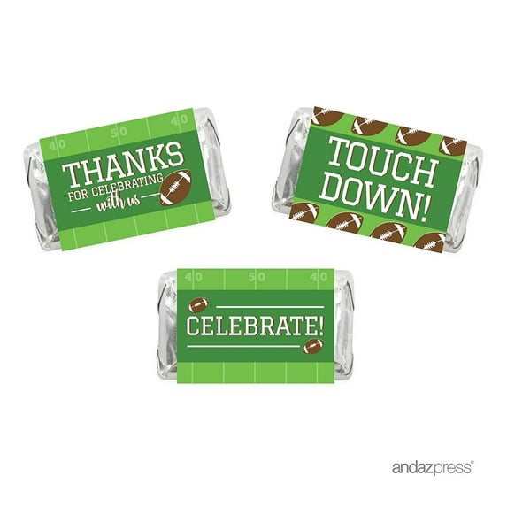 Birthday Hershey's Miniatures Chocolates Party Favor Labels Stickers, Football Touchdown! Party, 36-Pack