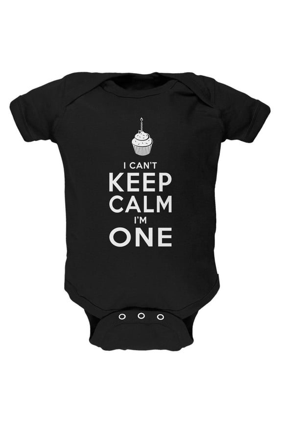 Birthday I Can't Keep Calm I'm 1 One Black Soft Baby One Piece - 0-3 months