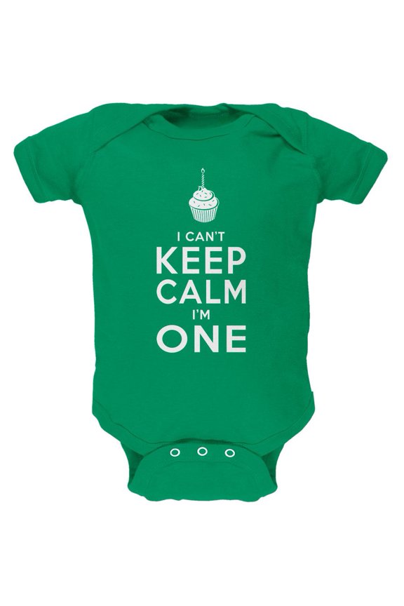 Birthday I Can't Keep Calm I'm 1 One Kelly Green Soft Baby One Piece - 18-24 months