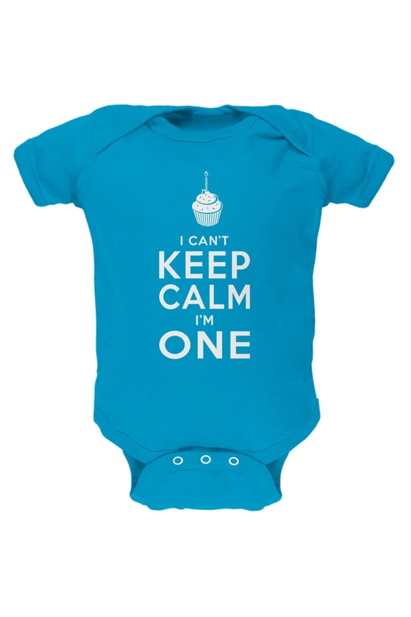 Birthday I Can't Keep Calm I'm 1 One Turquoise Soft Baby One Piece - 9-12 months