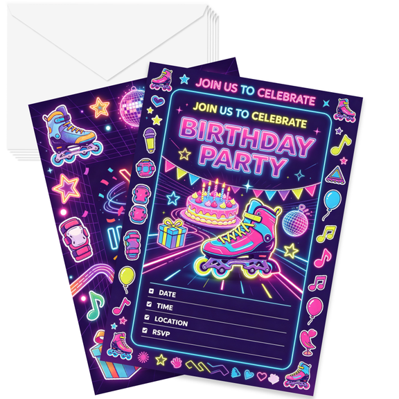 Birthday Invitations for Kids, 20 Fill-In Cards with Envelopes, 5x7 ...