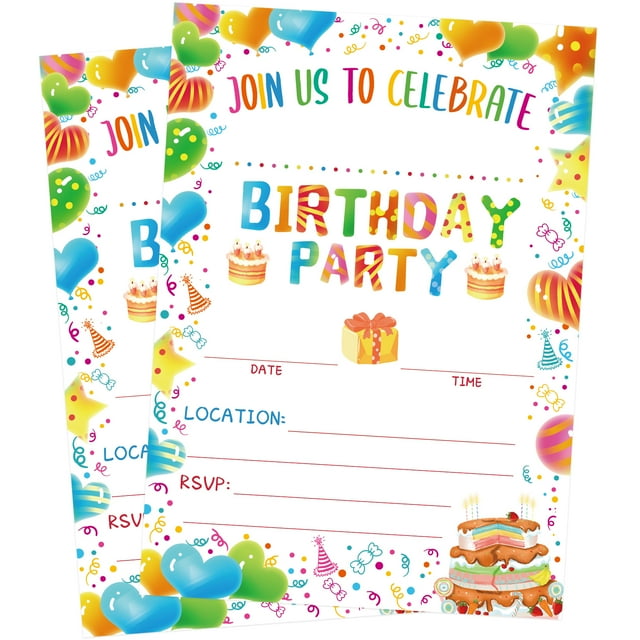 Walmart's 20PCS Birthday Invites with Envelopes for Boys and Girls