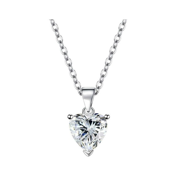 Birthday Jewelry Gift for Women, Lady Heart Necklace Shiny Jewelry Heart Shaped Zircon Heart Necklace For Valentine's Day Birthday