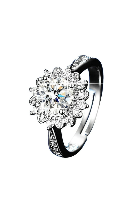 Birthday Jewelry Gift for Women, Solitaire Moissanite Engagement Ring, 925 Imitation Sterling Silver with 18K White Gold Plated, Ideal Gift for Women