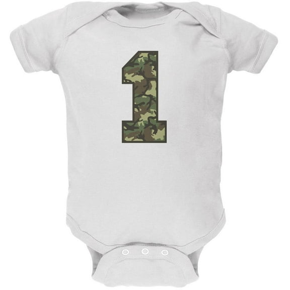 Birthday Kid Camo 1 1st First White Soft Baby One Piece - 3-6 months