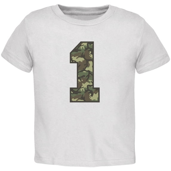 Birthday Kid Camo 1 1st First White Toddler T-Shirt - 3T