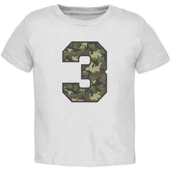 Birthday Kid Camo 3 3rd Third White Toddler T-Shirt - 3T