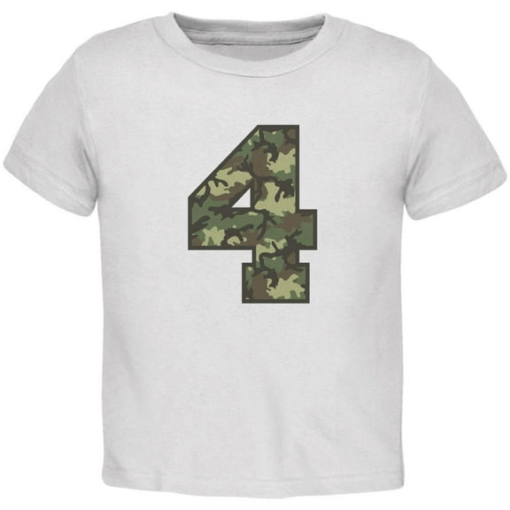Birthday Kid Camo 4 4th Fourth White Toddler T-Shirt - 2T