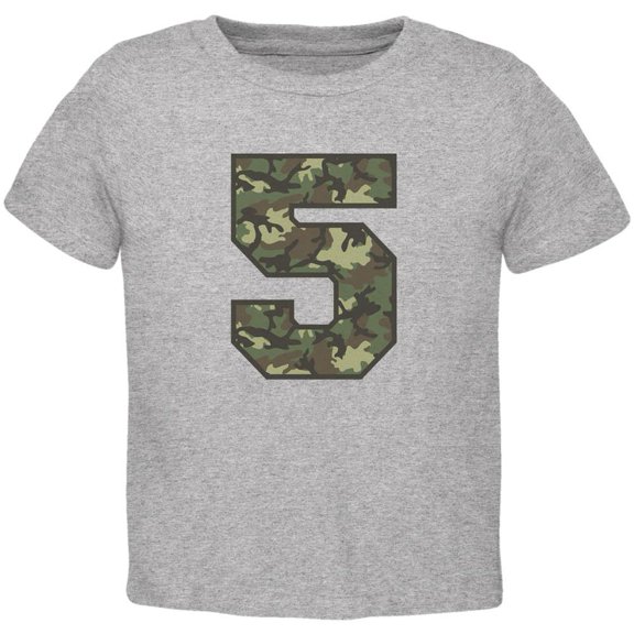 Birthday Kid Camo 5 5th Fifth Heather Toddler T-Shirt - 4T