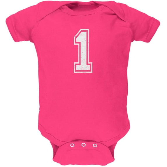 Birthday Kid Jersey 1 1st First Hot Pink Soft Baby One Piece - 12-18 months