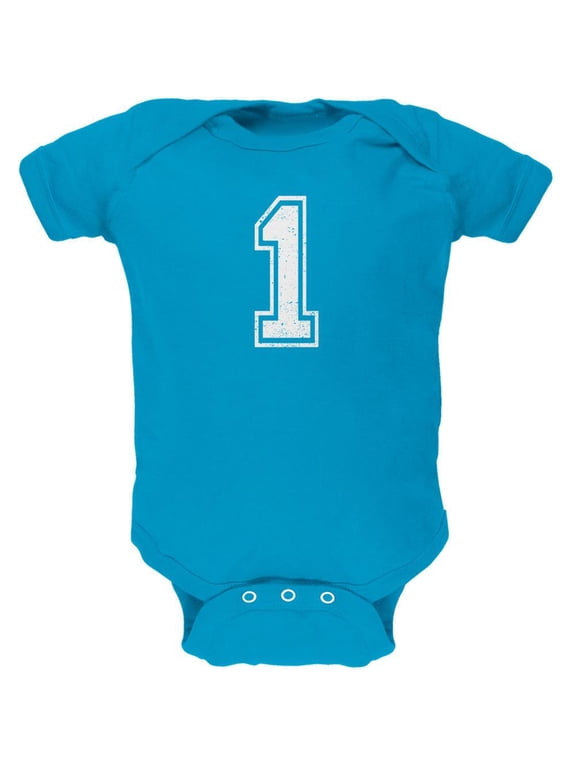 Birthday Kid Jersey 1 1st First Turquoise Soft Baby One Piece - 0-3 months