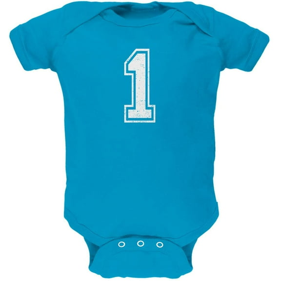 Birthday Kid Jersey 1 1st First Turquoise Soft Baby One Piece - 12-18 months